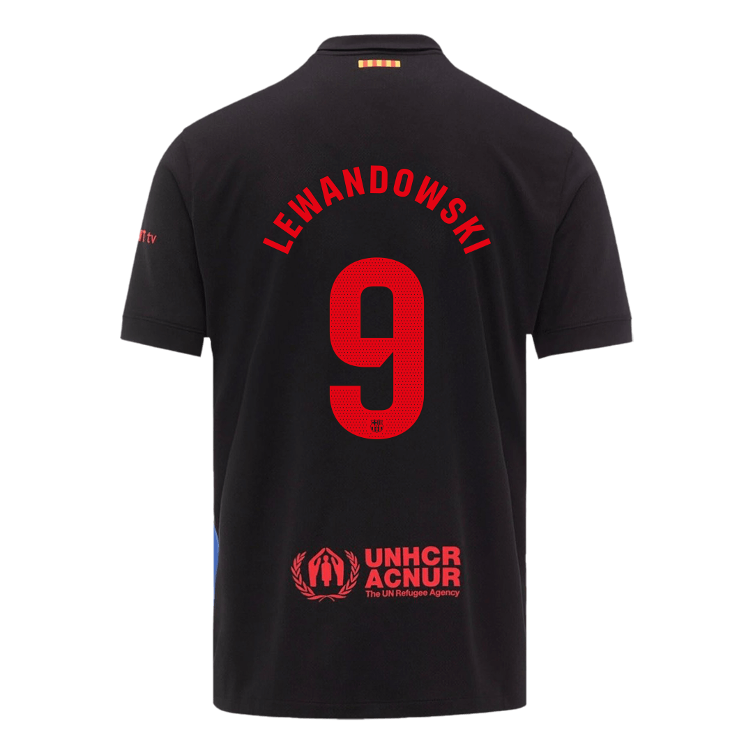 Barcelona LEWANDOWSKI #9 Soccer Jersey Away Custom Shirt 2024/25 Spotify Logo Without Text