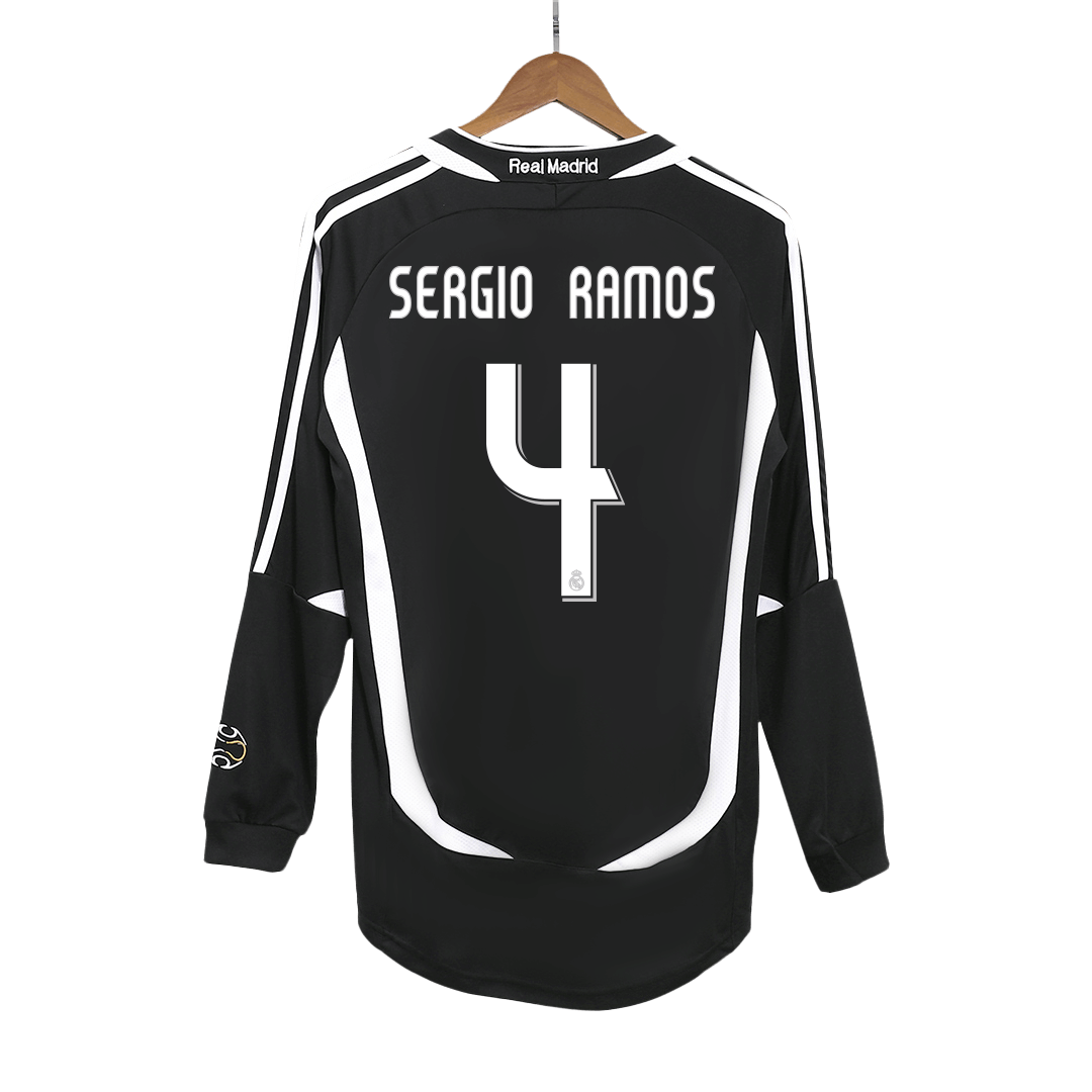 SERGIO RAMOS #4 Retro Real Madrid Jersey Away Soccer Shirt 2006/07