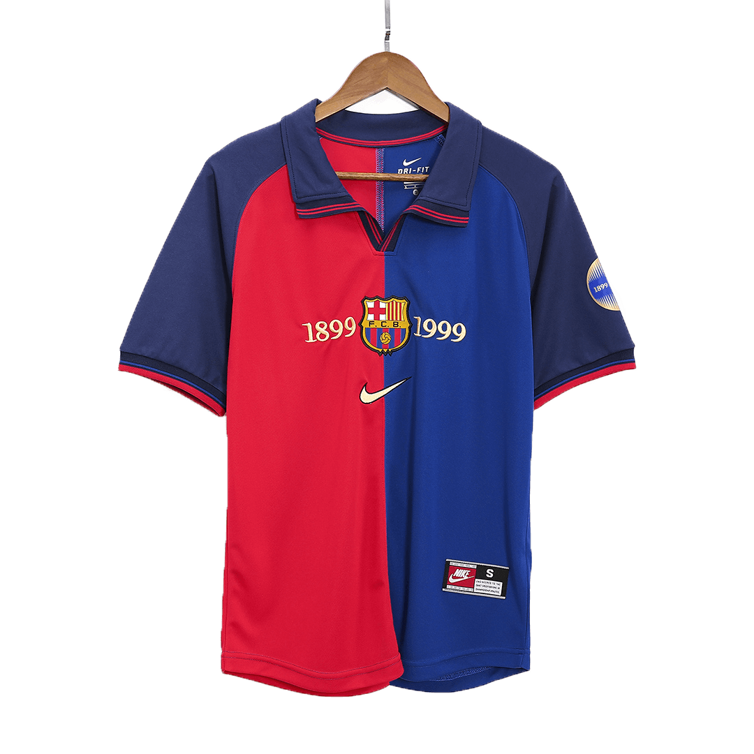 Retro Jersey KLUIVERT #9 Barcelona Retro Jersey Home Soccer Shirt 1999/00 100th Anniversary