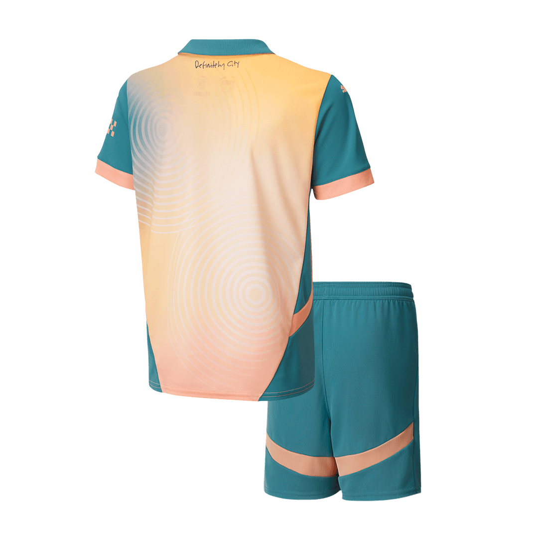 Gift-Kid's Manchester City Fourth Away Soccer Jersey Kit(Shirt+Shorts) 2024/25