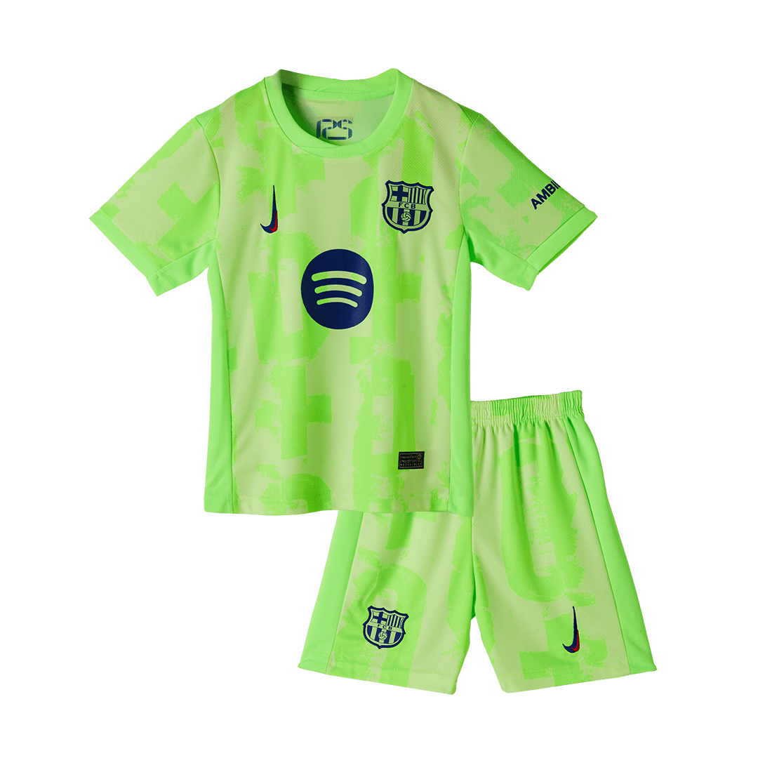 Kid's Barcelona Third Away Soccer Jersey Kit(Shirt+Shorts) 2024/25 - UCL (Spotify Logo Without Text)