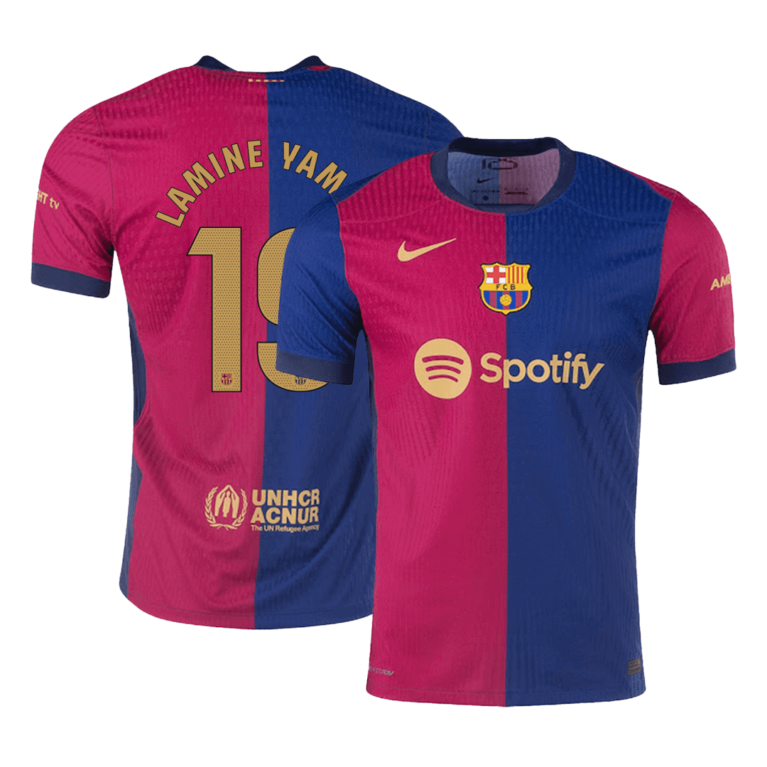 Authentic LAMINE YAMAL #19 Barcelona Home Football Shirt 2024/25- - old sponsor