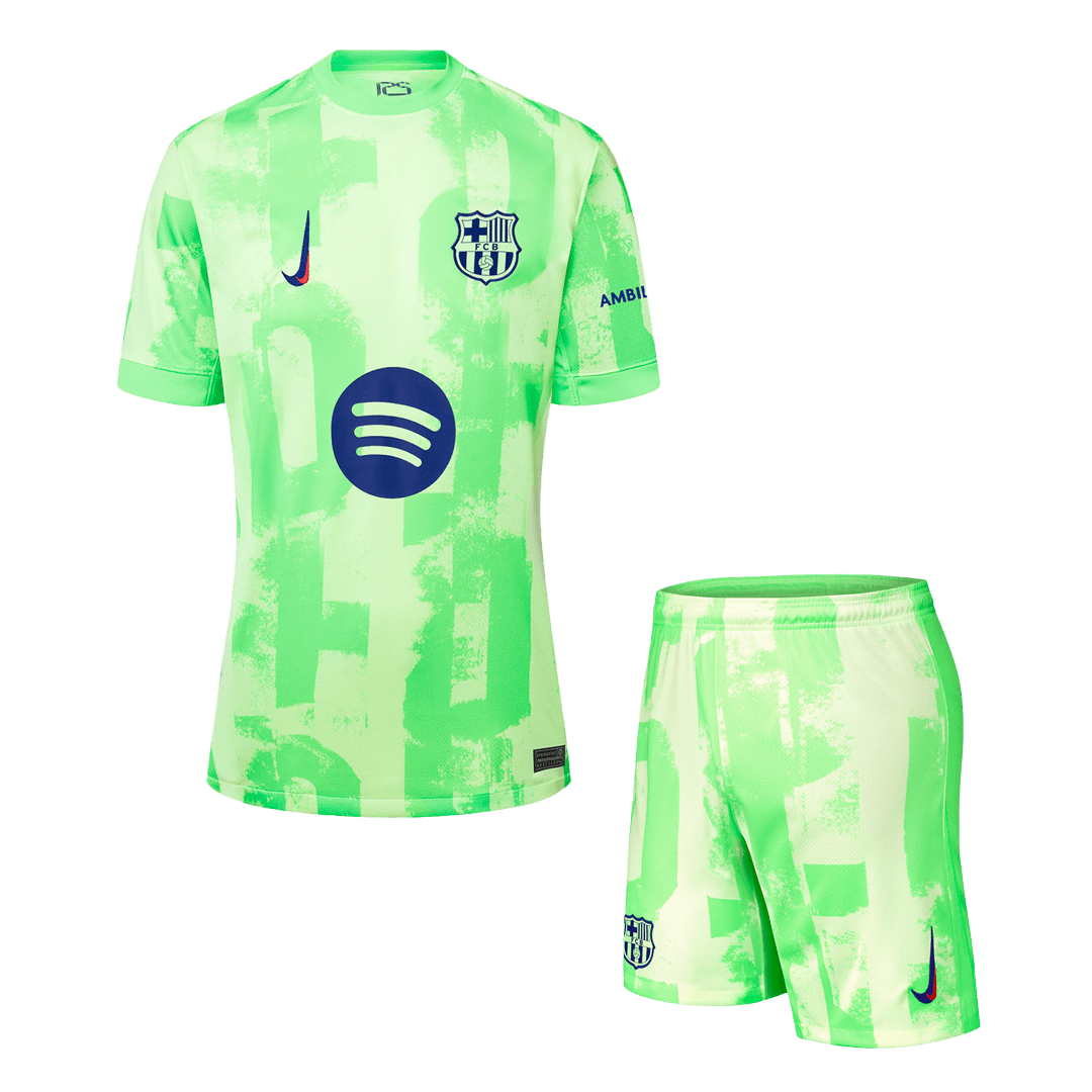 Barcelona Third Away Soccer Jersey Kit(Shirt+Shorts) 2024/25 - UCL (Spotify Logo Without Text)