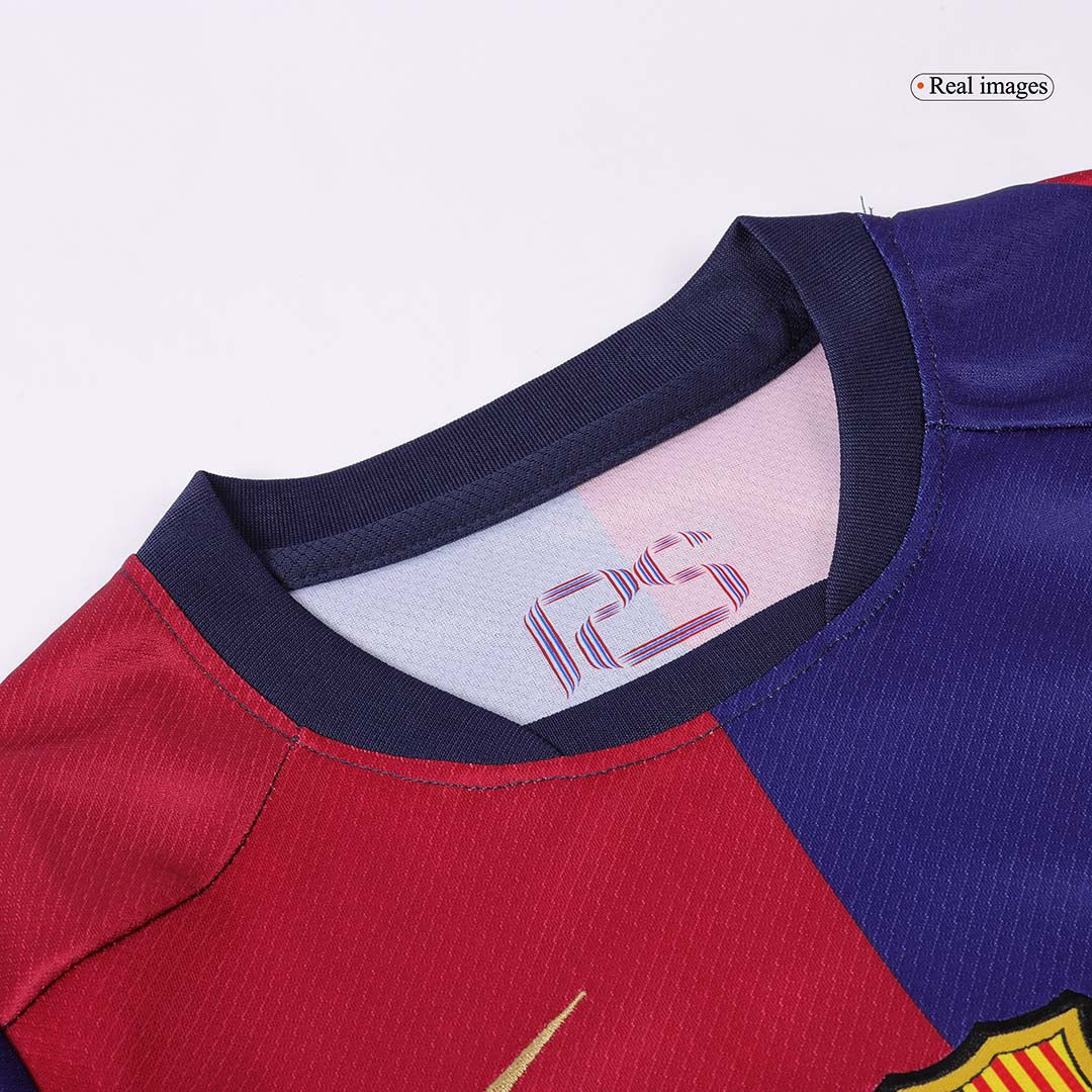 Gift-Kid's Barcelona Home Spotify Logo Without Text Soccer Jersey Kit(Shirt+Shorts) 2024/25