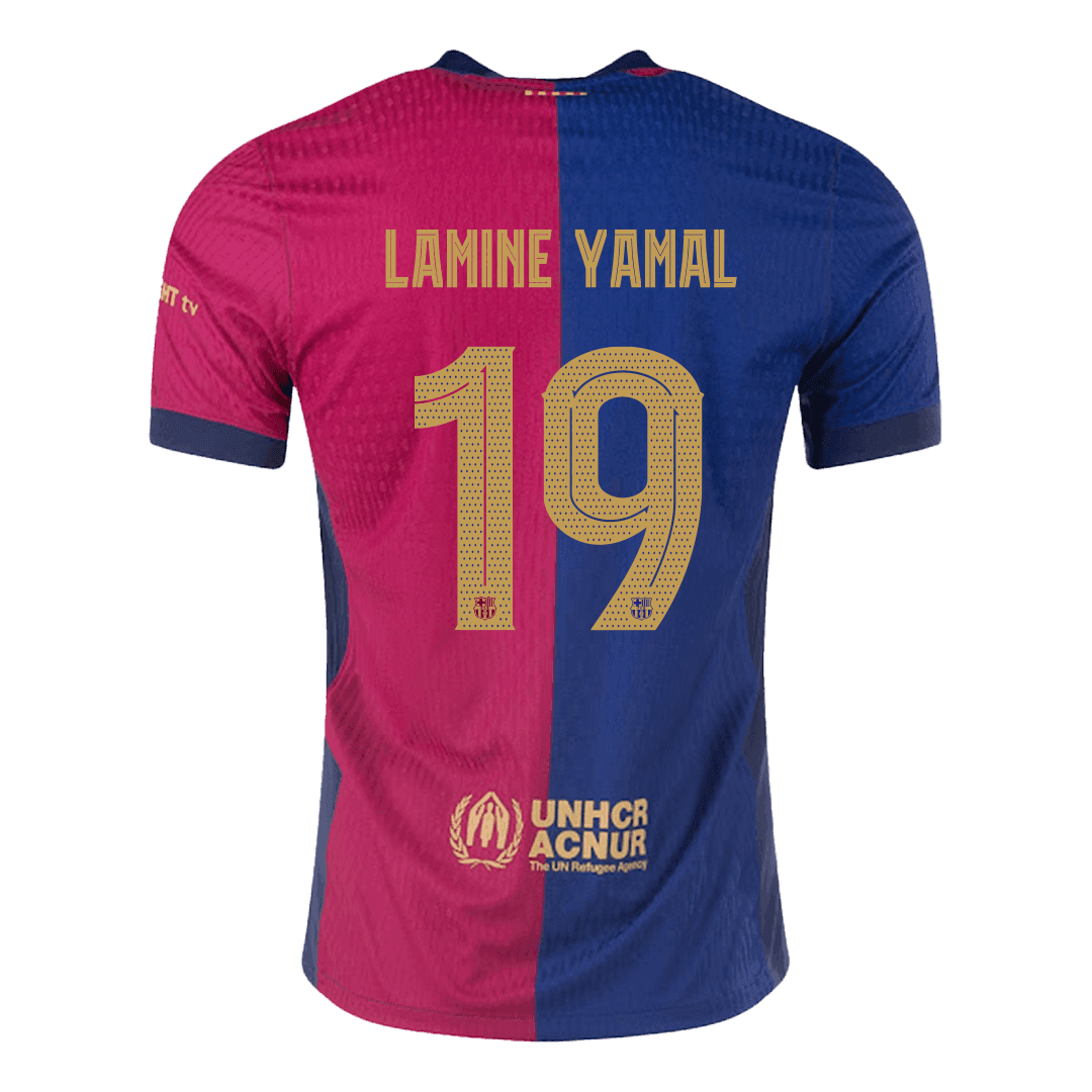 Authentic LAMINE YAMAL #19 Barcelona Home Football Shirt 2024/25 - UCL