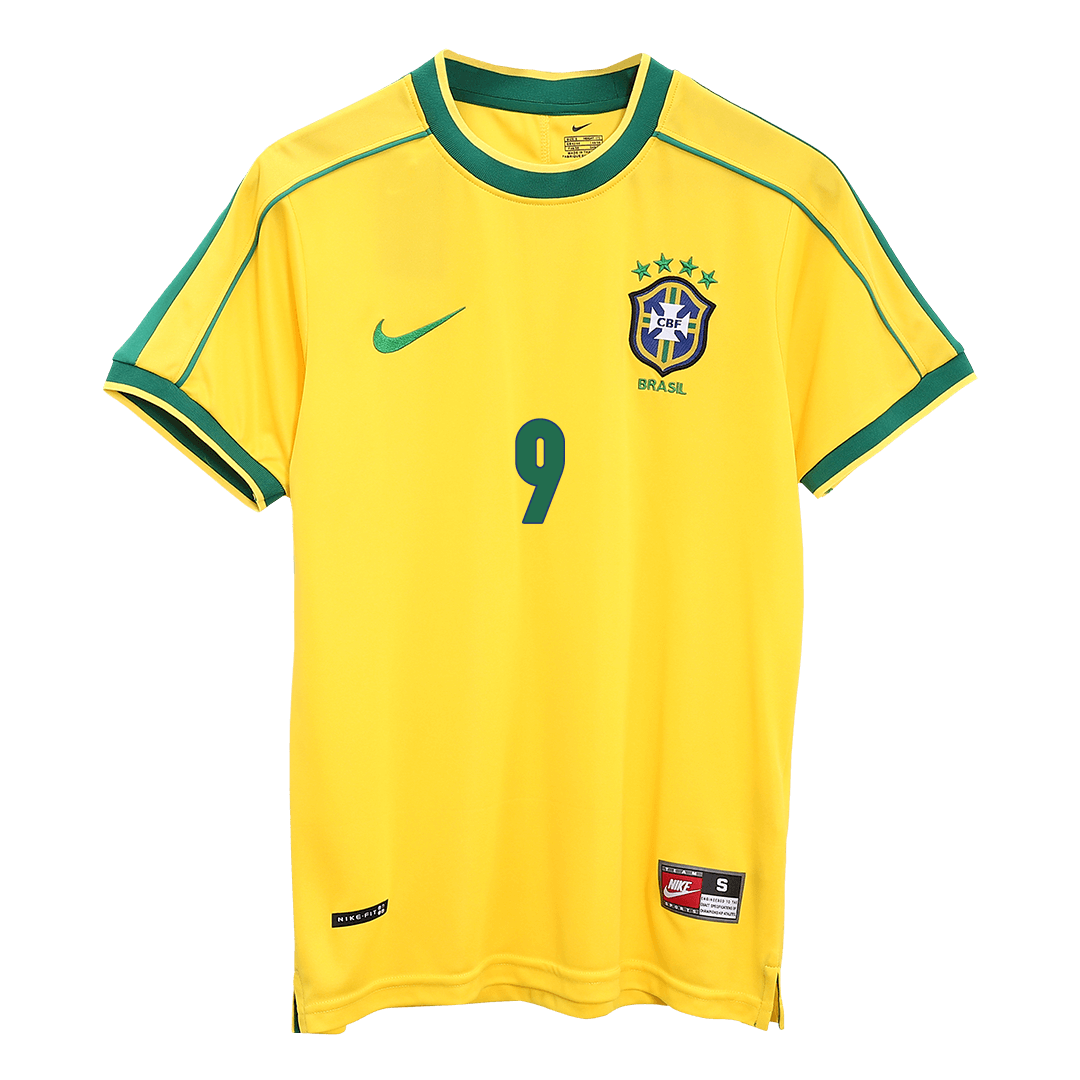 RONALDO #9 Retro 1998 Brazil Home Soccer Jersey - World Cup