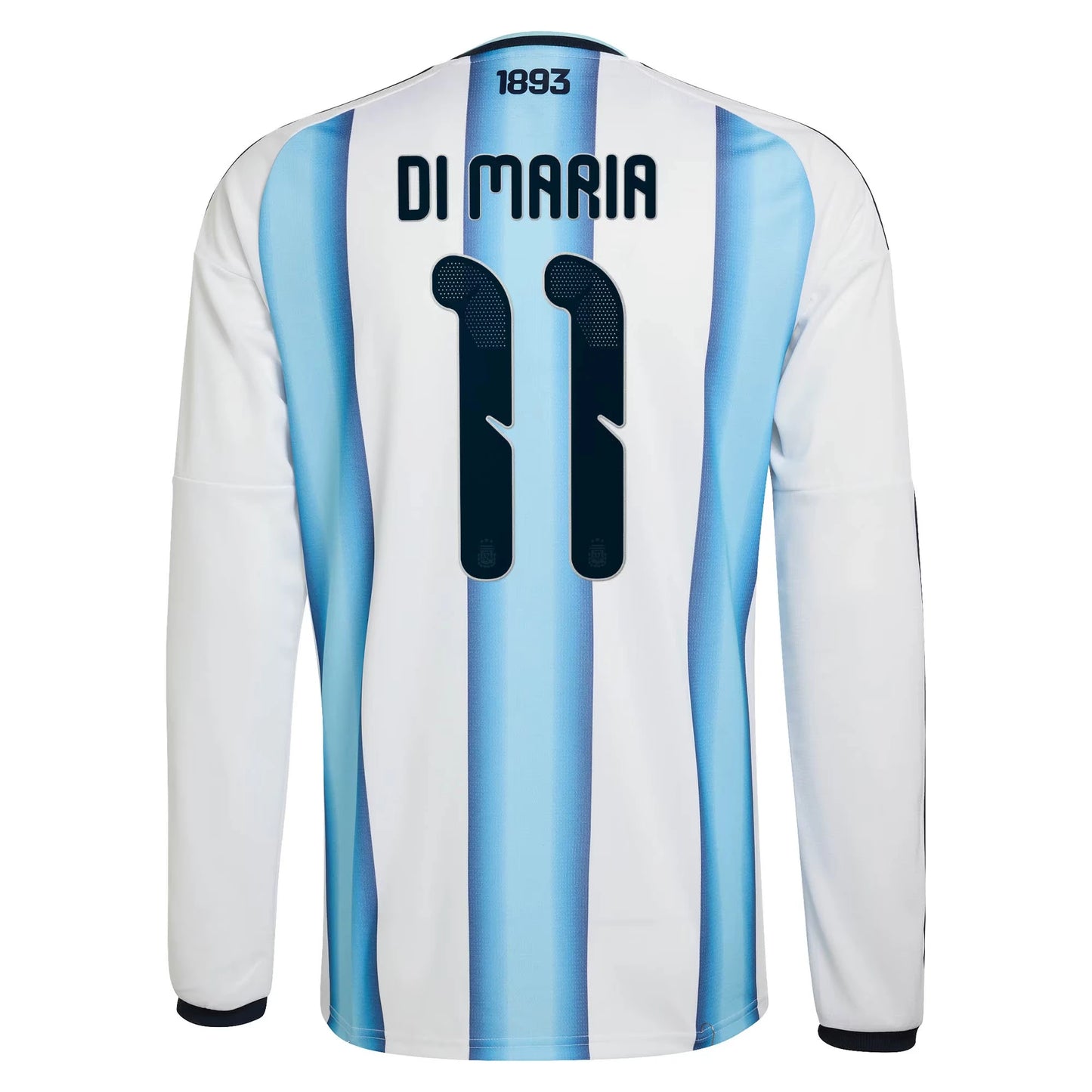 Argentina 2026 World Cup Home Men's Long-Sleeve Stadium Replica Jersey With Di Maria #11 Printing Back View