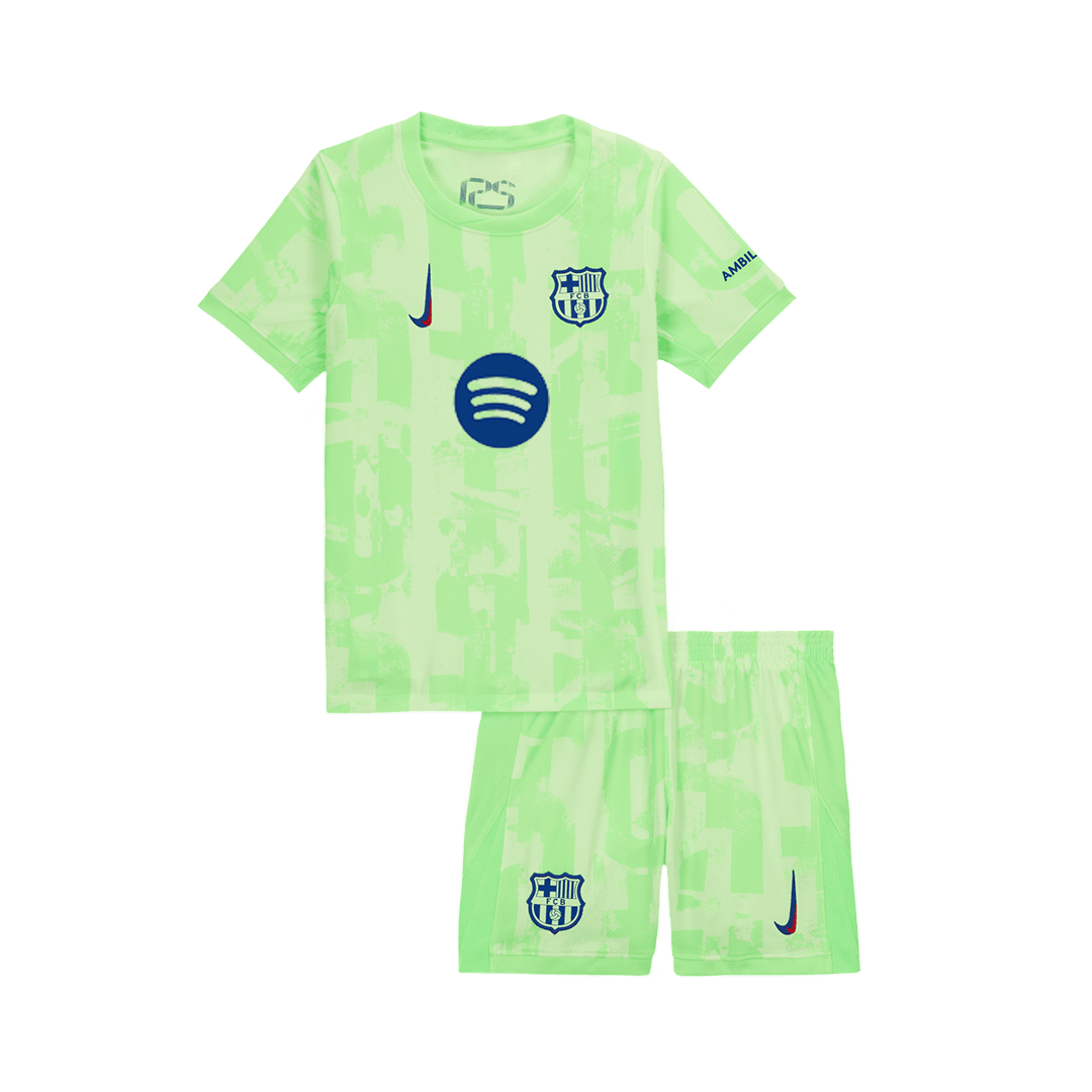 Kid's Barcelona Third Away Soccer Jersey Kit(Shirt+Shorts) 2024/25 - UCL (Spotify Logo Without Text)