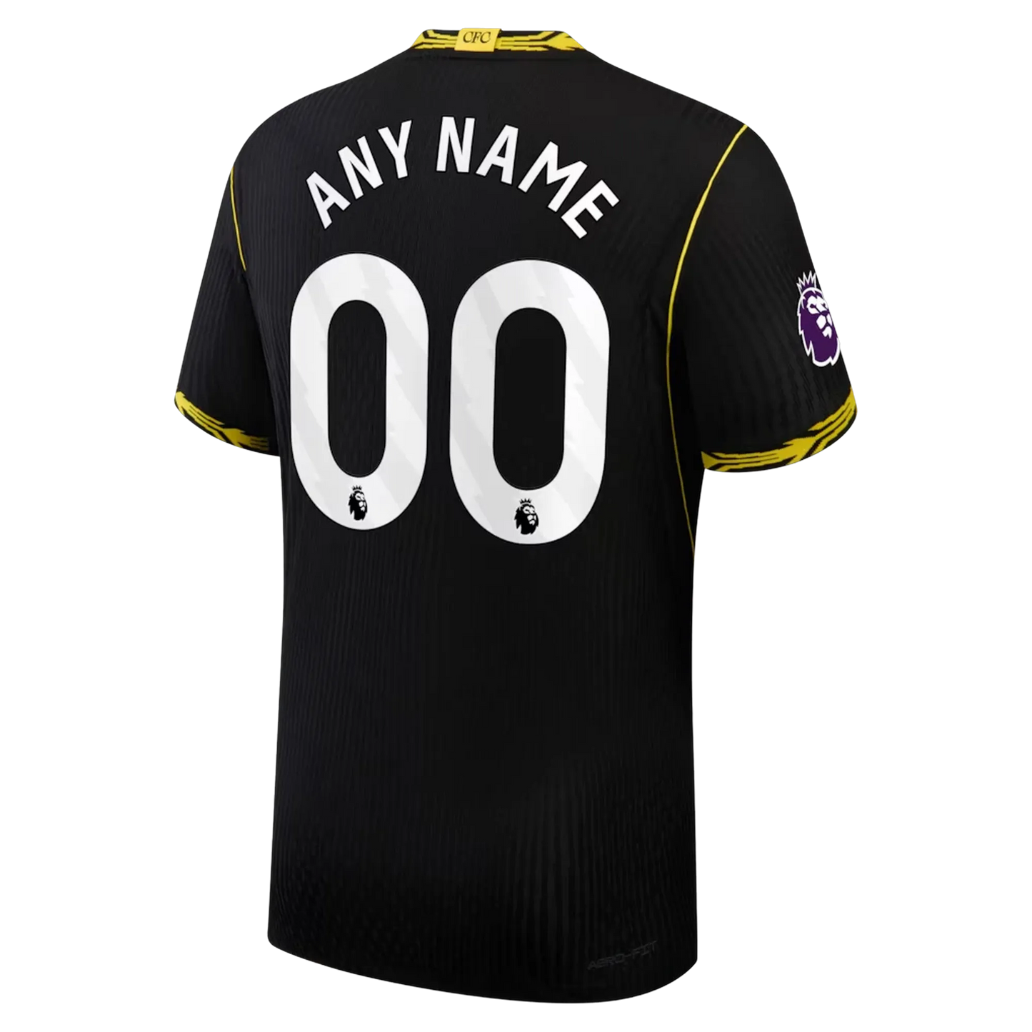 Back view of men's Chelsea 2026-2027 away black football shirt with custom name and number printing by Final Third Kit