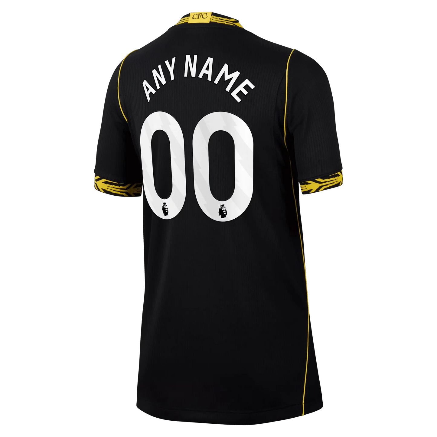 Back view of youth Chelsea 2026-2027 away black football custom shirt with custom name and number printing by Final Third Kit
