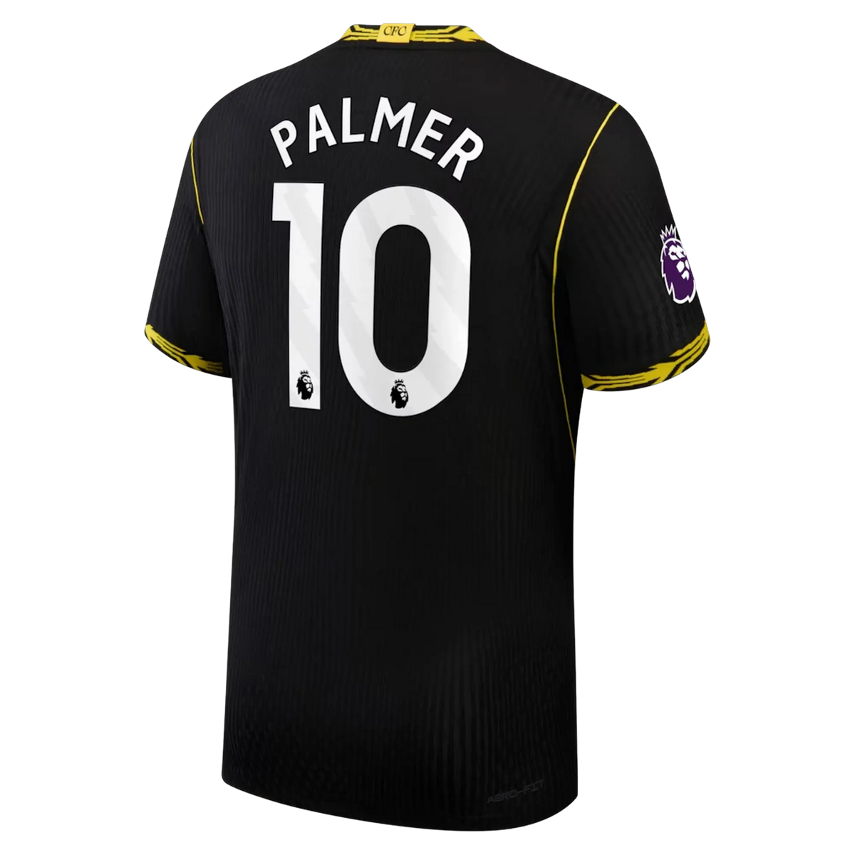 Back view of men's Chelsea 2026-2027 away black football shirt with Cole Palmer name and number printing by Final Third Kit