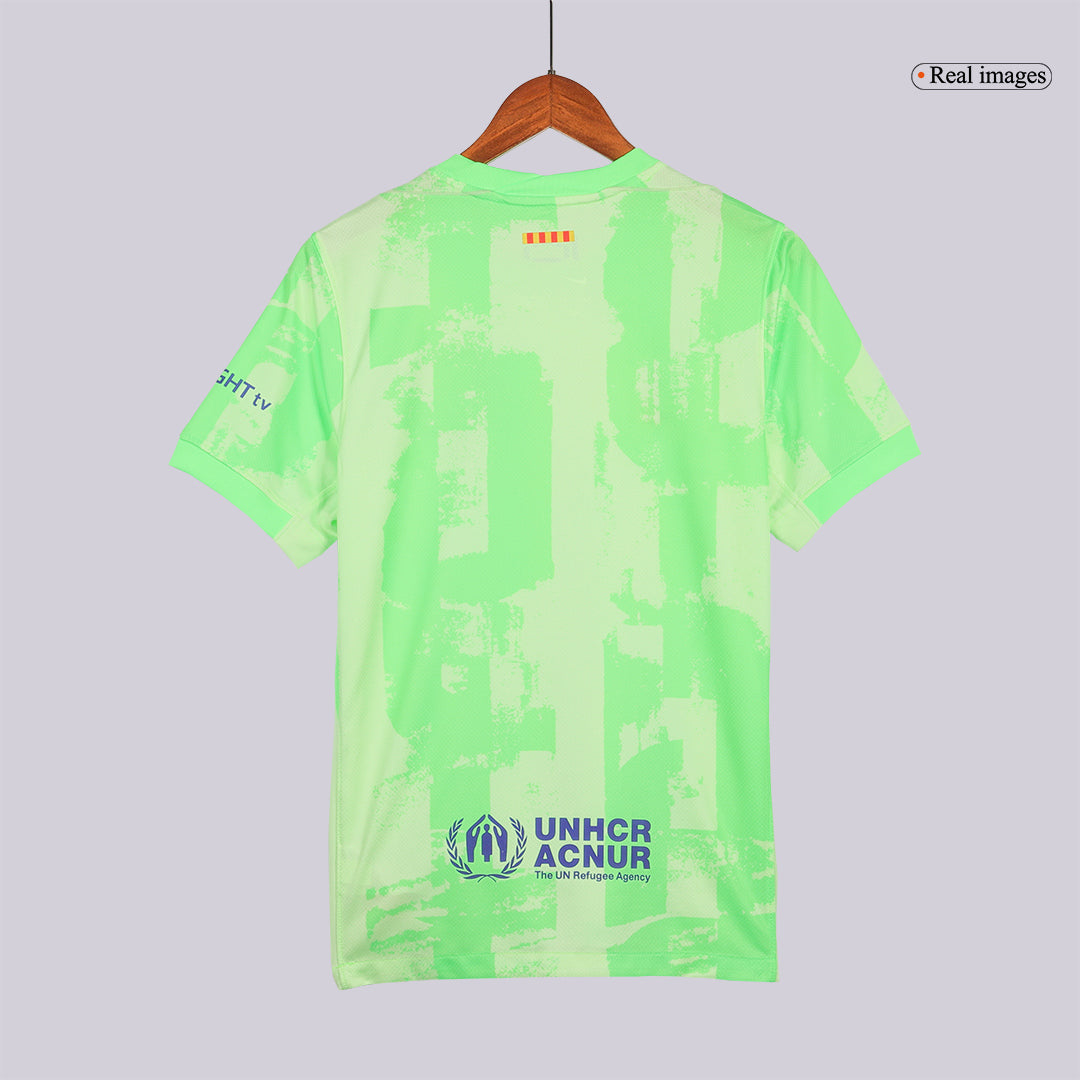 Barcelona Third Away Soccer Jersey 2024/25 Green - UCL (Spotify Logo Without Text)