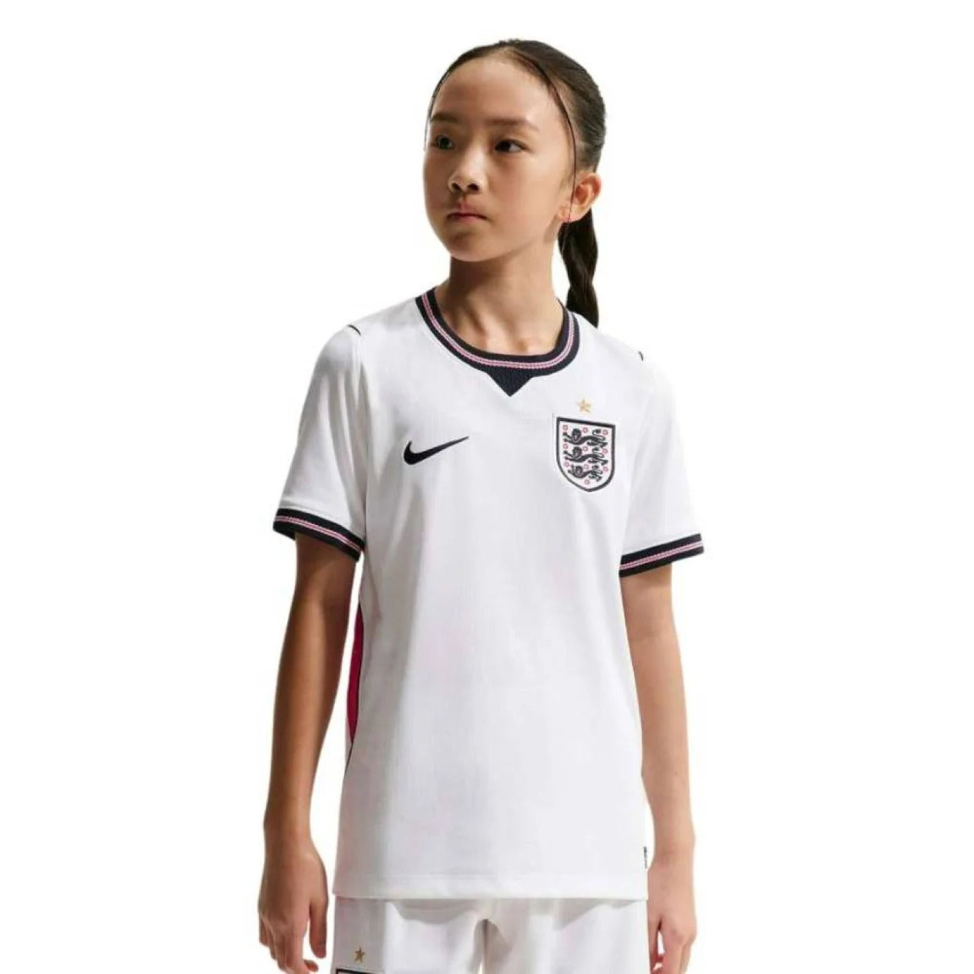 Girl wearing an England 2026 World Cup National Team Stadium Home Kids Jersey