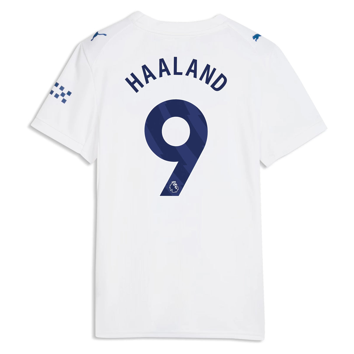 Back view of women's Manchester City 2026-2027 third white replica football shirt with Erling Haaland name and number 9 printing by Final Third Kit