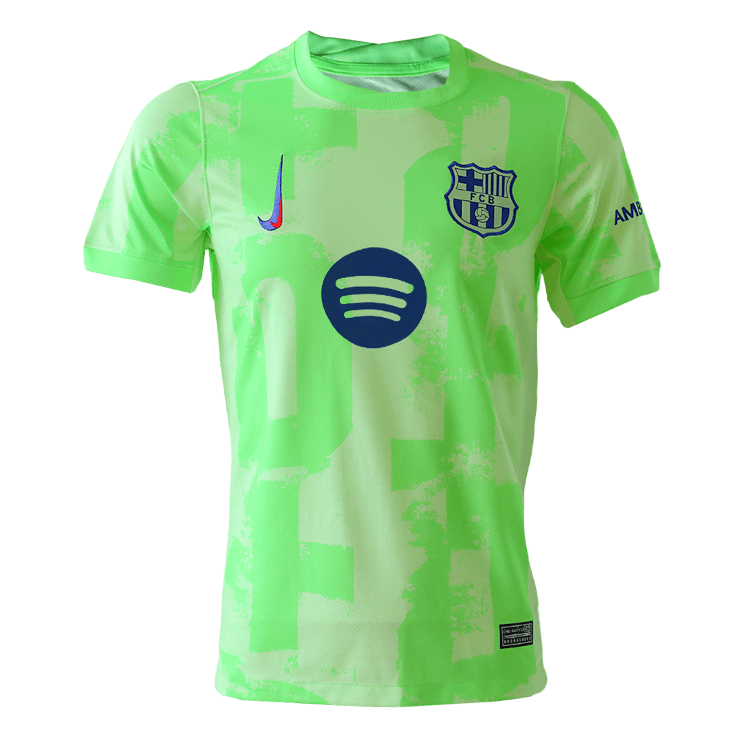 Barcelona Third Away Soccer Jersey 2024/25 Green - UCL (Spotify Logo Without Text)