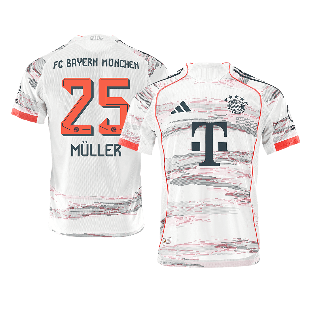 Authentic MULLER #25 Bayern Munich Away Soccer Jersey 2025/26 White