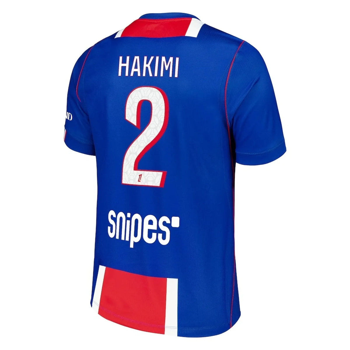Back view of men's Paris Saint-Germain 2026-2027 home blue stadium replica football shirt with Hakimi name and number 2 printing by Final Third Kit