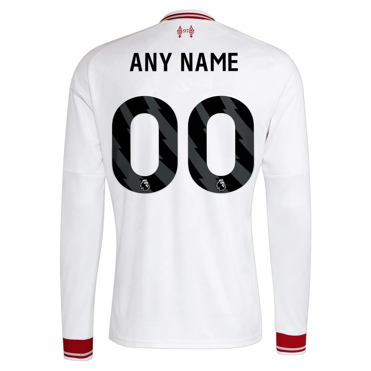 Back view of Liverpool 2026-2027 away white replica long sleeve custom football shirt by Final Third Kit