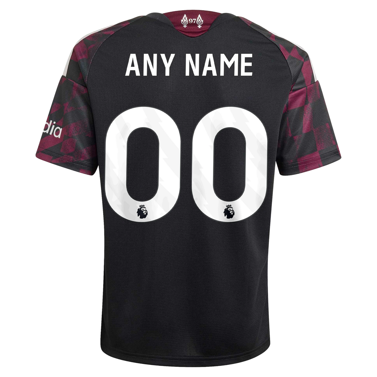 Back view of youth Liverpool 2026-2027 third black replica custom football shirt by Final Third Kit