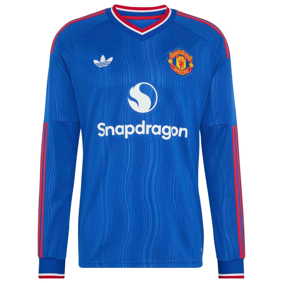 Front view of men's Manchester United 2026-2027 away royal blue replica long sleeve soccer jersey by Final Third Kit