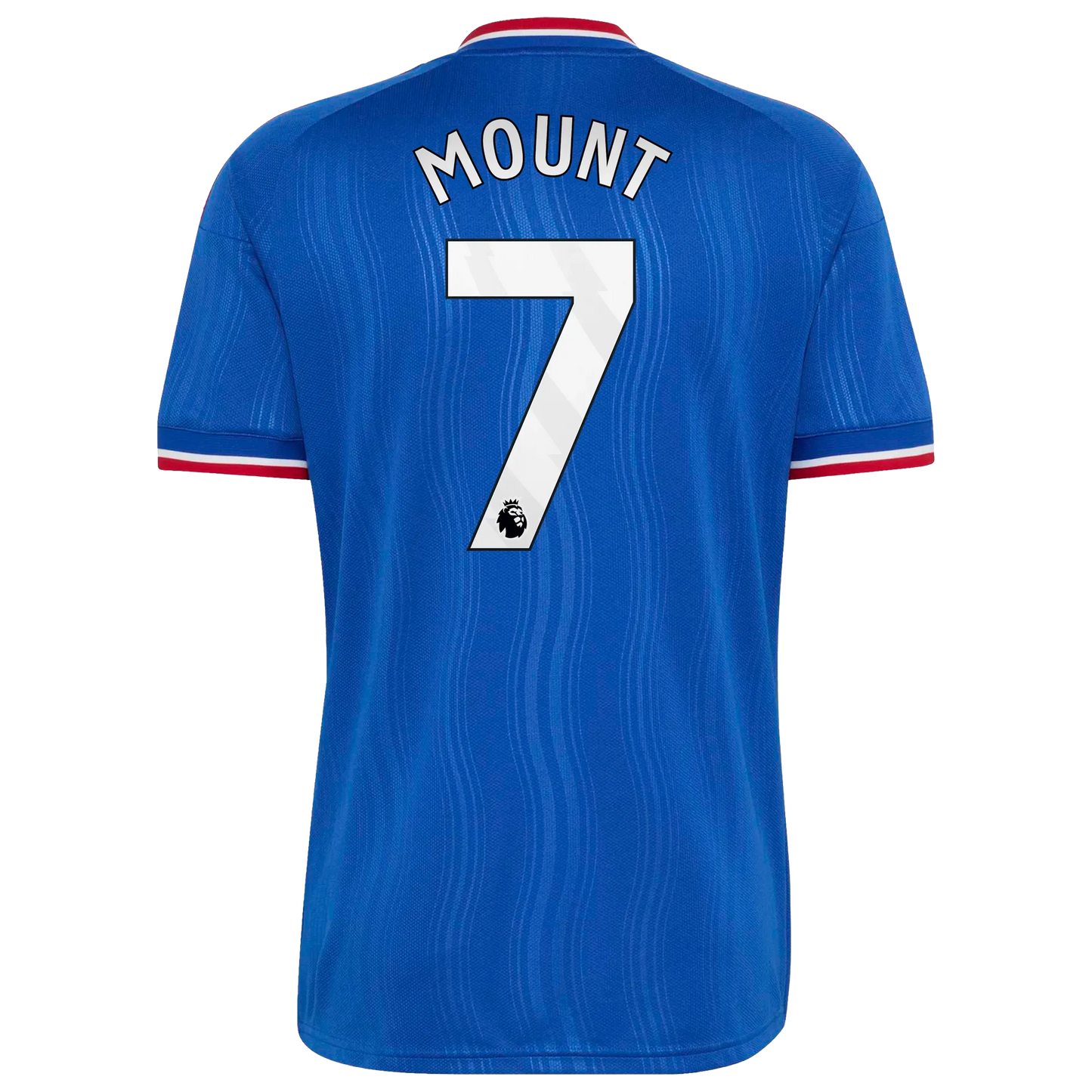 Back view of men's Manchester United 2026-2027 away royal blue football shirt with Mason Mount name and number 7 printing by Final Third Kit