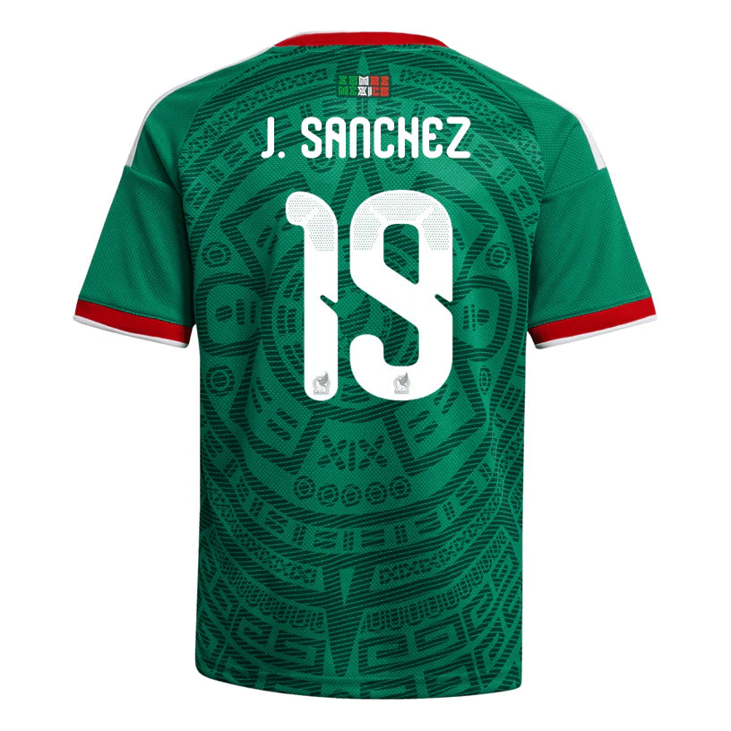 Mexico 2026 World Cup Home Stadium Replica Jersey With G. Mora #19 Printing Back View