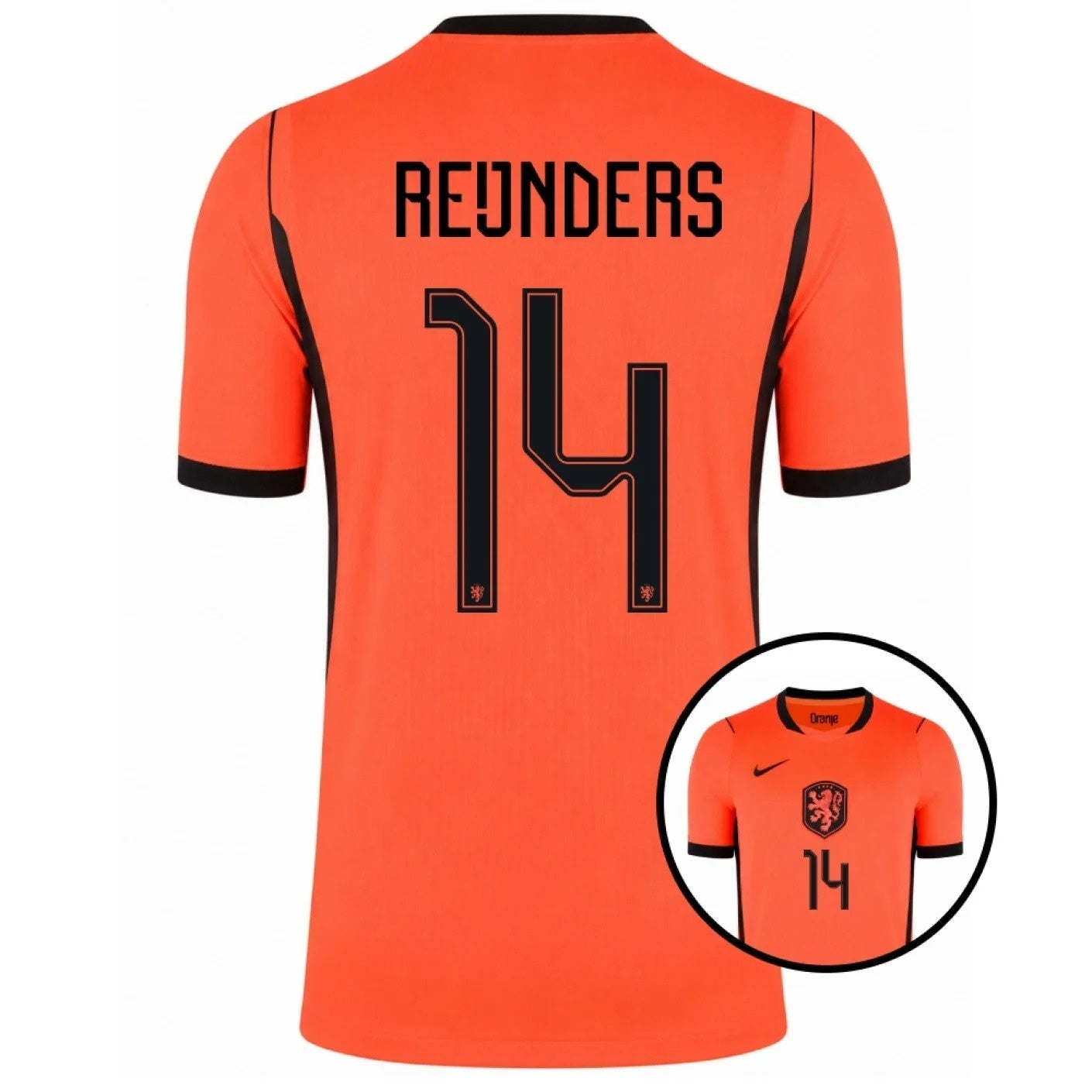 Netherland 2026 world cup Reijnders 14 Home stadium replica Jersey back view