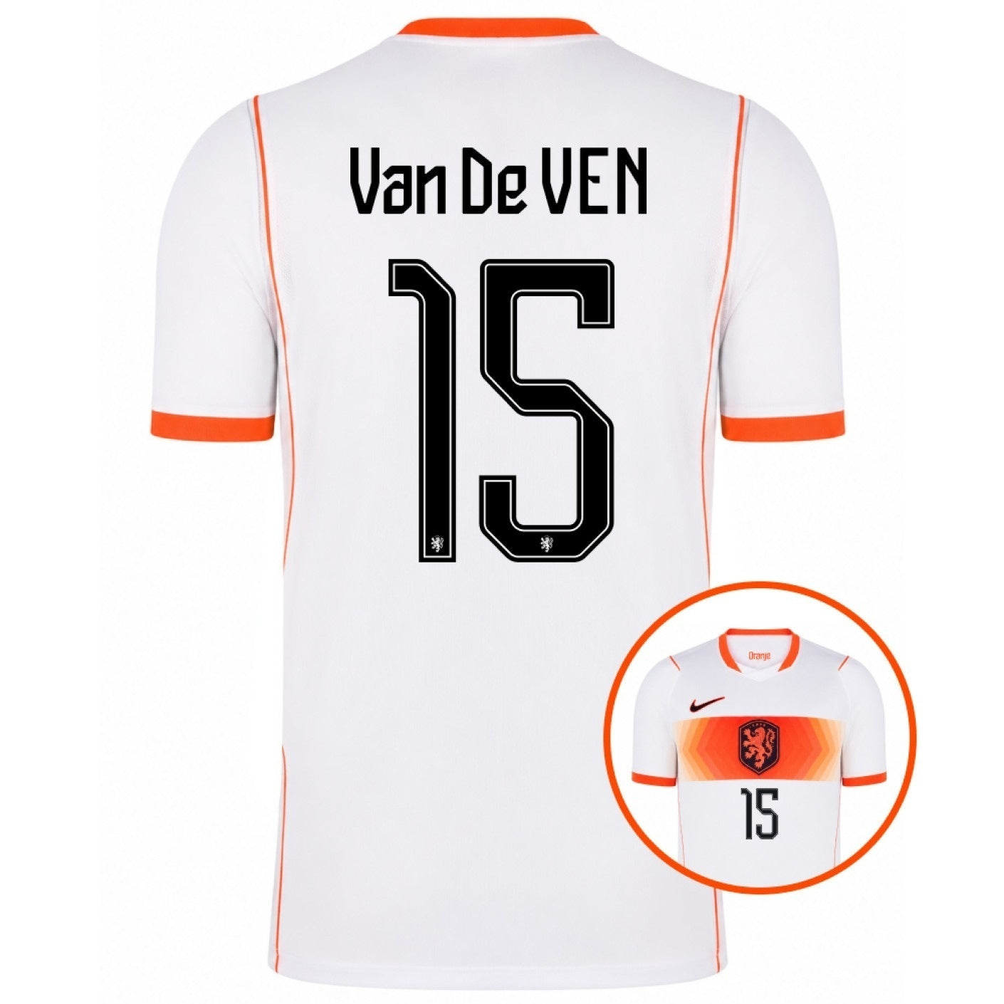 Netherland 2026 world cup Van De Ven 15 Away Stadium Replica Jersey back view