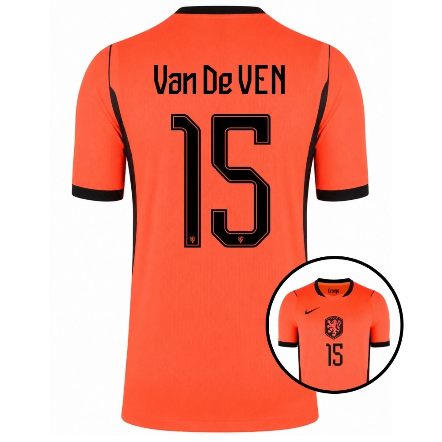 Netherland 2026 world cup Van De Ven 15 Home Stadium Replica Jersey back view