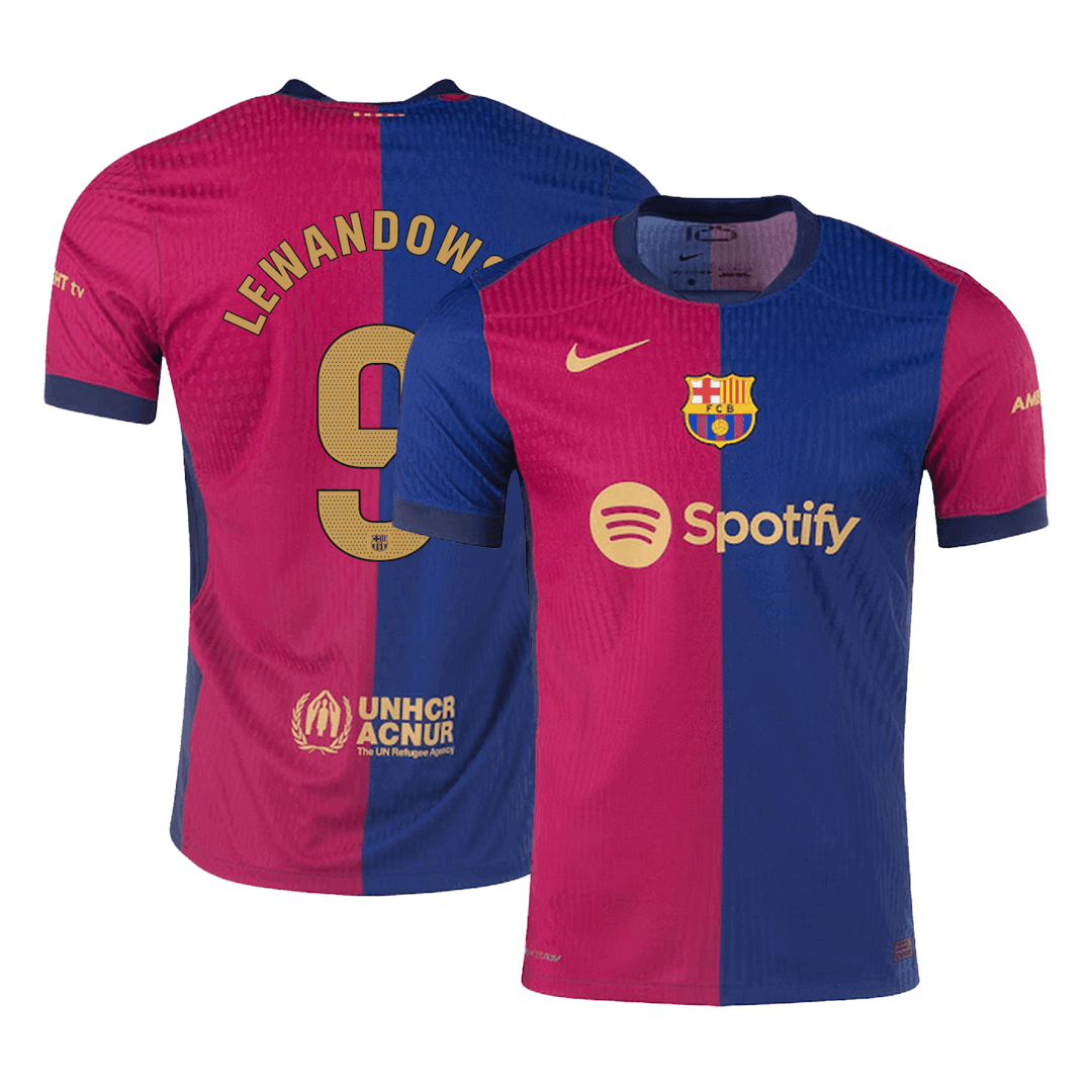 Authentic LEWANDOWSKI #9 Barcelona Home Football Shirt 2024/25- - old sponsor