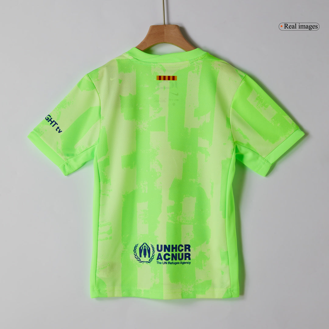 Kid's Barcelona Third Away Soccer Jersey Kit(Shirt+Shorts) 2024/25 - UCL (Spotify Logo Without Text)