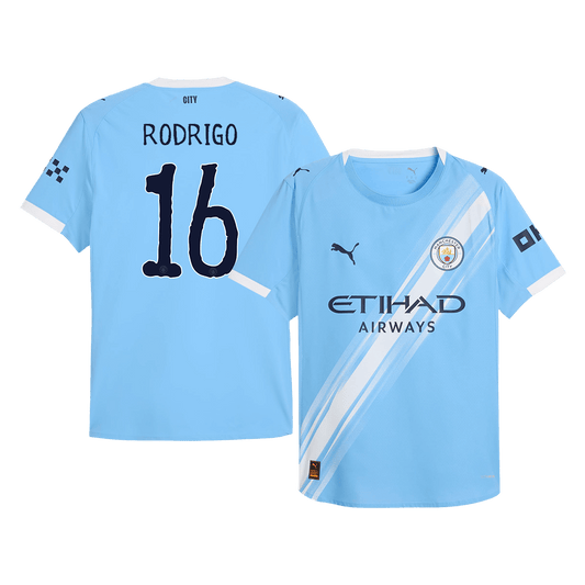RODRIGO #16 Authentic Manchester City Home Soccer Jersey 2025/26 Blue Jersey - Club World Cup