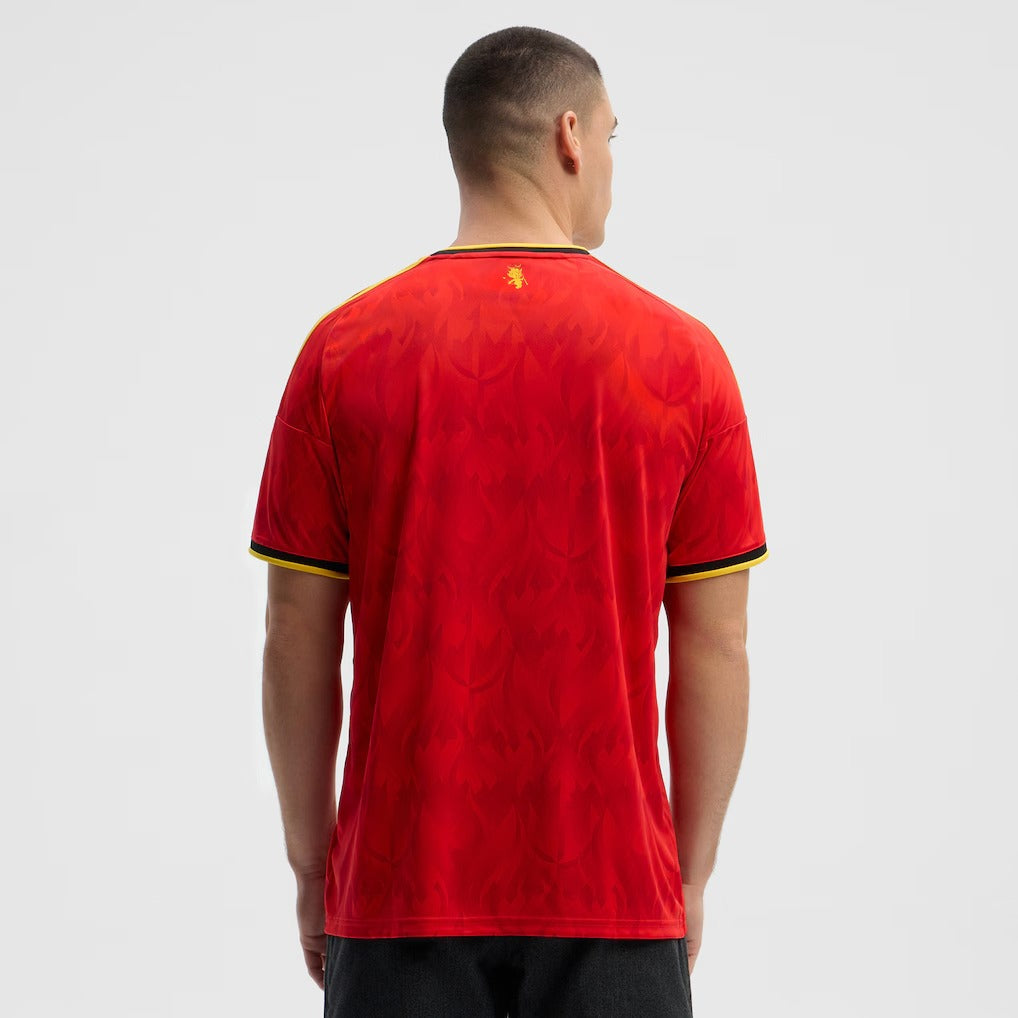 back view of men wearing a Belgium 2026 World Cup Home Stadium Replica Jersey