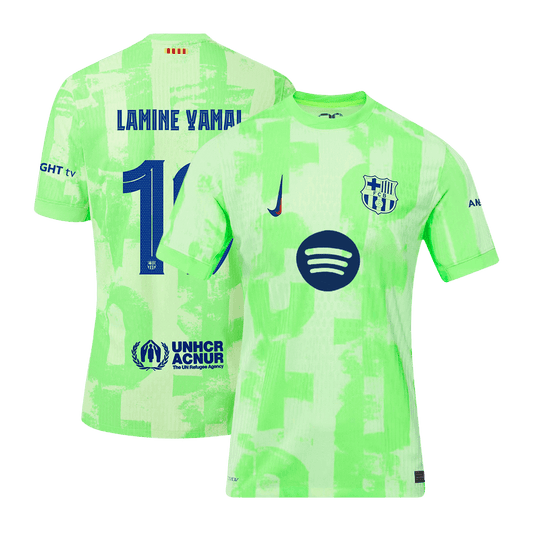 Authentic LAMINE YAMAL #19 Soccer Jersey Barcelona Third Away Shirt 2024/25 UCL Spotify Logo Without Text