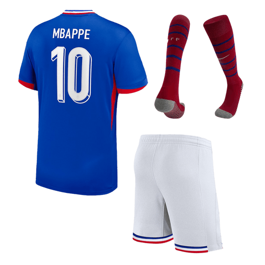 Kid's MBAPPE #10 France Home Soccer Jersey Kit(Jersey+Shorts+Socks) Euro 2024