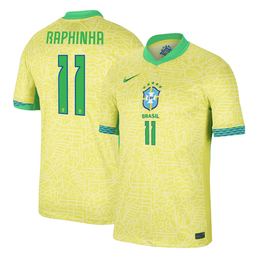 Brazil RAPHINHA #11 Soccer Jersey Home Custom Shirt 2024