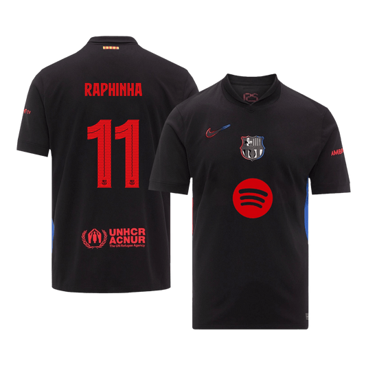 RAPHINHA #11 Barcelona Soccer Jersey Away Shirt 2024/25 - UCL (Spotify Logo Without Text)