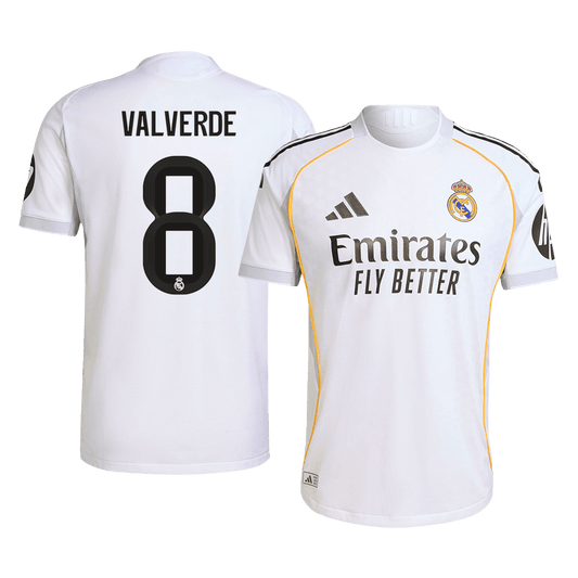 VALVERDE #8 Real Madrid Home Authentic Soccer Jersey 2025/26
