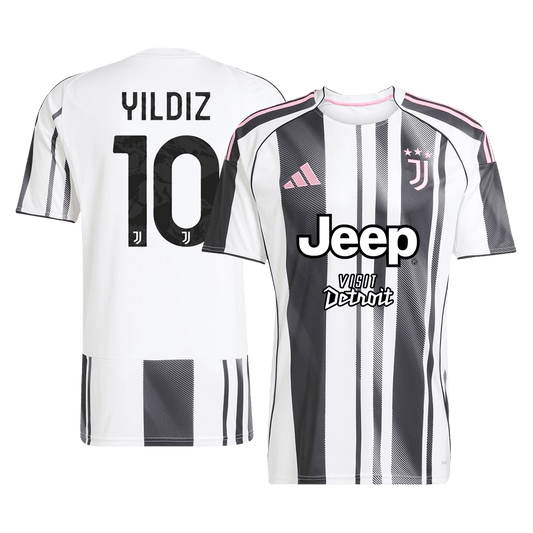 YILDIZ #10 Juventus Jeep x Visit Detroit Sponsor Soccer Jersey Home Custom Men's Shirt 2025/26