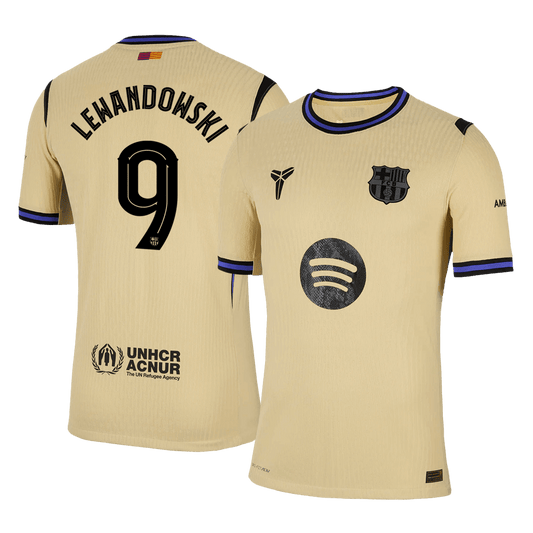 LEWANDOWSKI #9 Barcelona Away Authentic Soccer Jersey 2025/26 - UCL