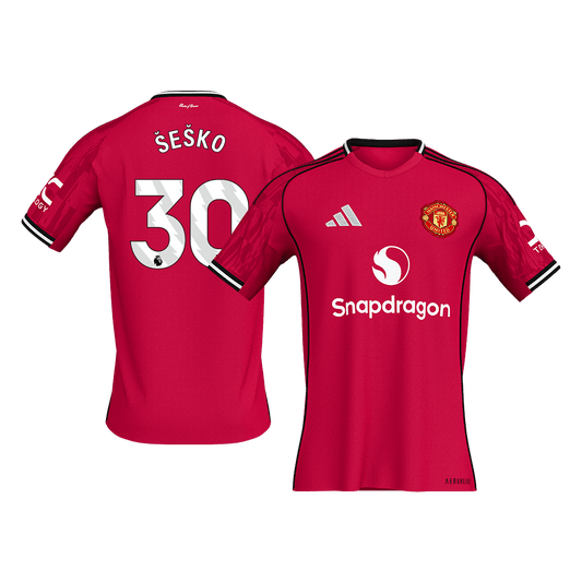 ŠEŠKO #30 Manchester United Home Soccer Jersey 2025/26
