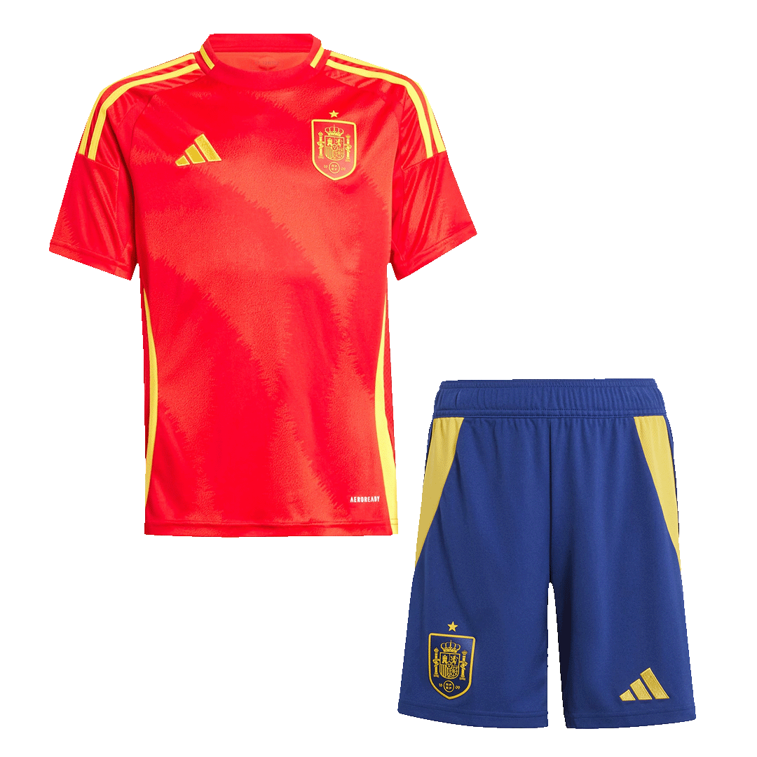 Gift-Kid's Spain Home Soccer Jersey Kit(Jersey+Shorts) Euro 2024