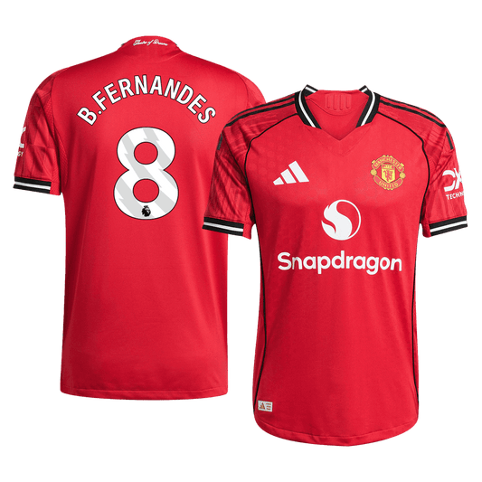 B.FERNANDES #8 Manchester United Home Authentic Soccer Jersey 2025/26