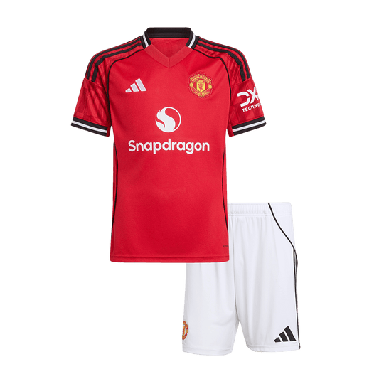 Manchester United Home Kids Soccer Jerseys Kit 2025/26 Red