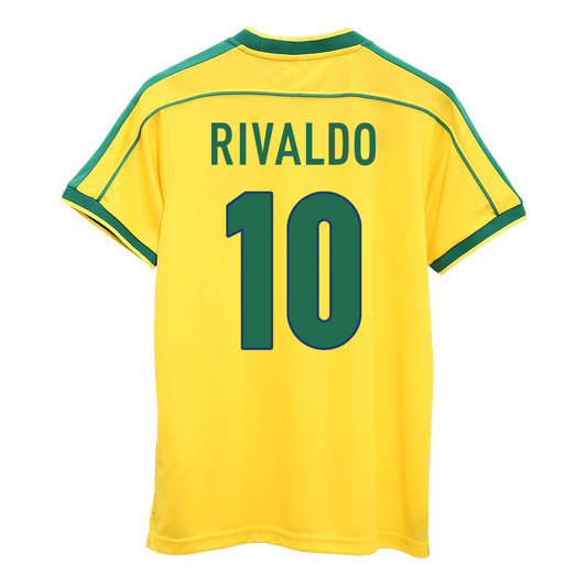 Retro Jersey RIVALDO #10 Brazil Home Soccer Shirt 1998 -World Cup
