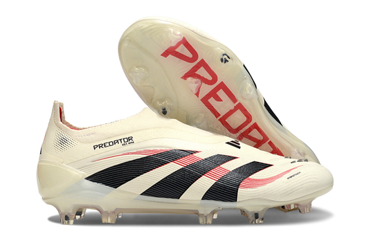 adidas Predator 24 Elite Laceless FG  Soccer Boots Cleats Shoes WHT-BLK