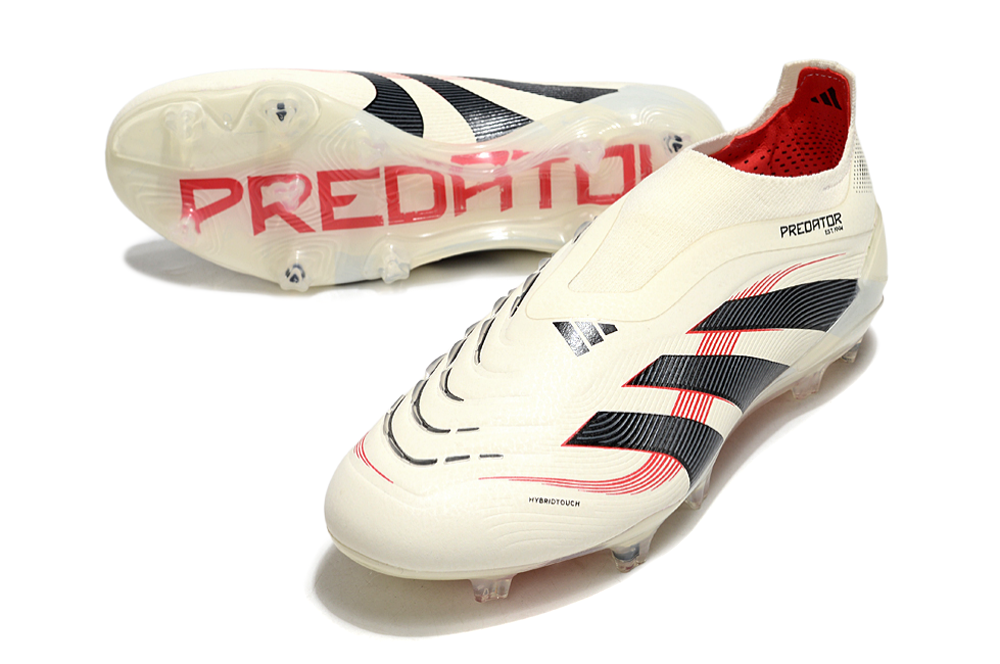adidas Predator 24 Elite Laceless FG  Soccer Boots Cleats Shoes WHT-BLK