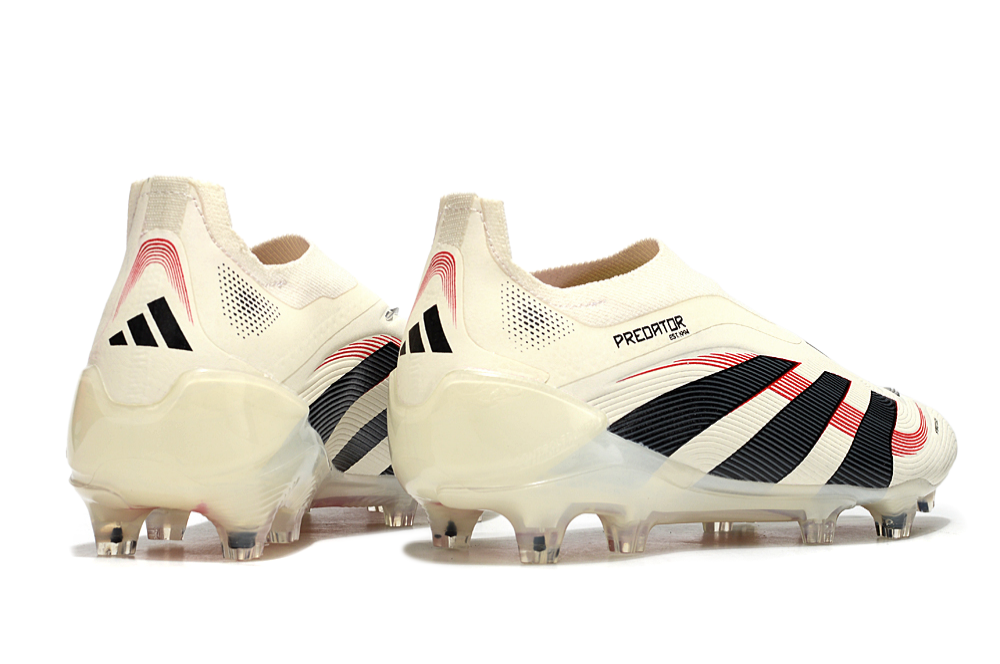 adidas Predator 24 Elite Laceless FG  Soccer Boots Cleats Shoes WHT-BLK
