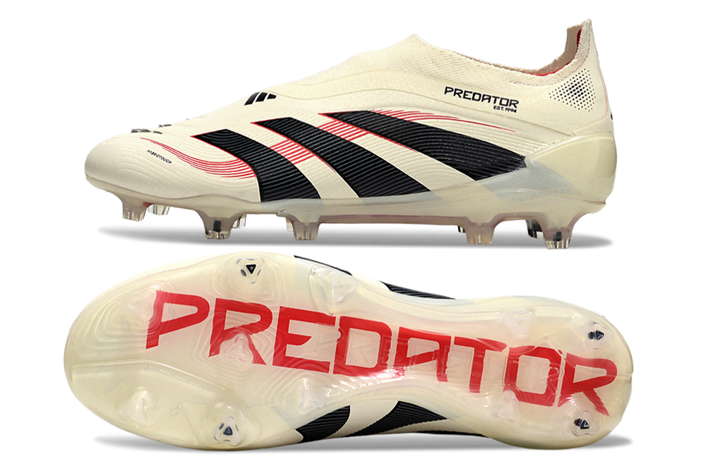 adidas Predator 24 Elite Laceless FG  Soccer Boots Cleats Shoes WHT-BLK
