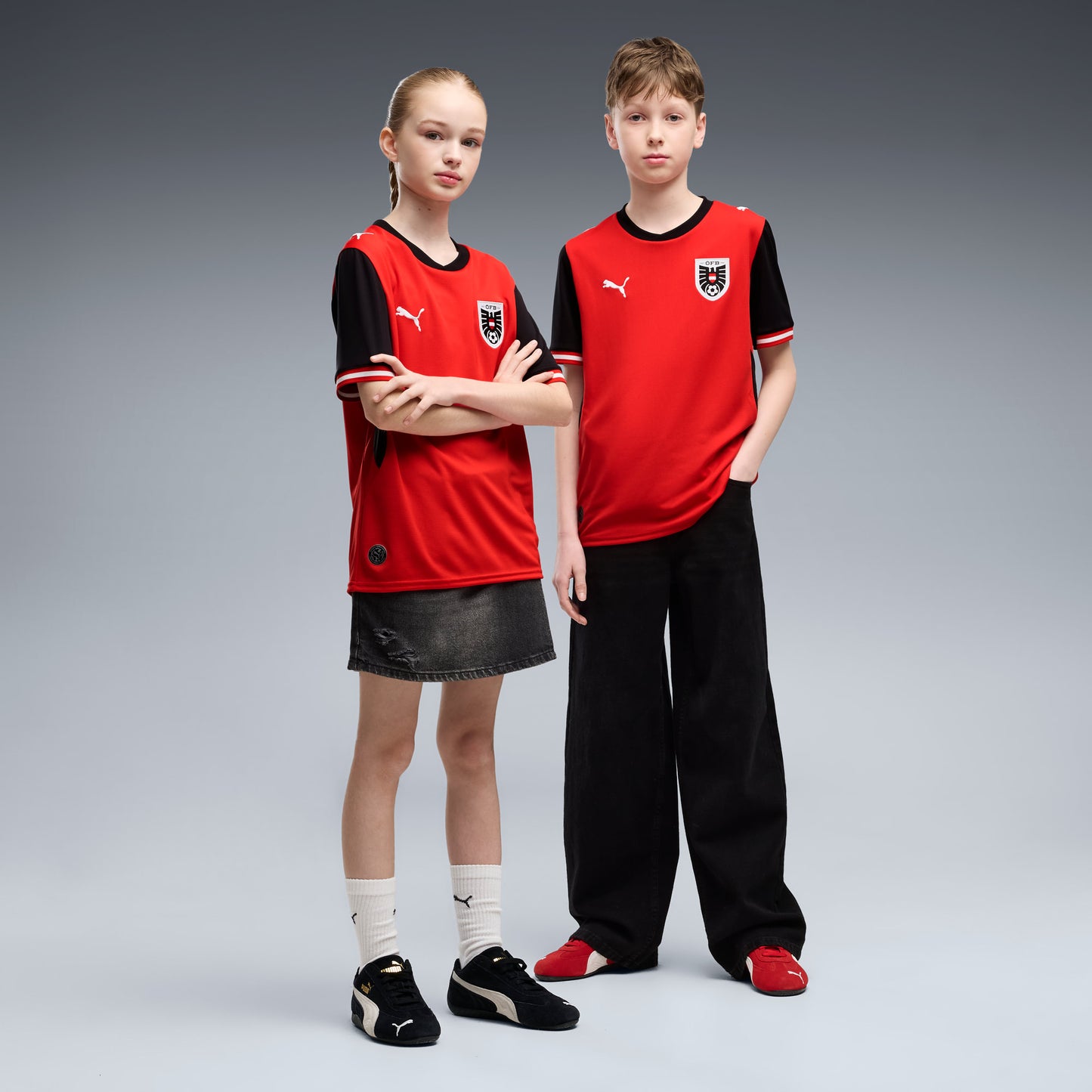 Austria 26 Home Kids Football Soccer Jersey